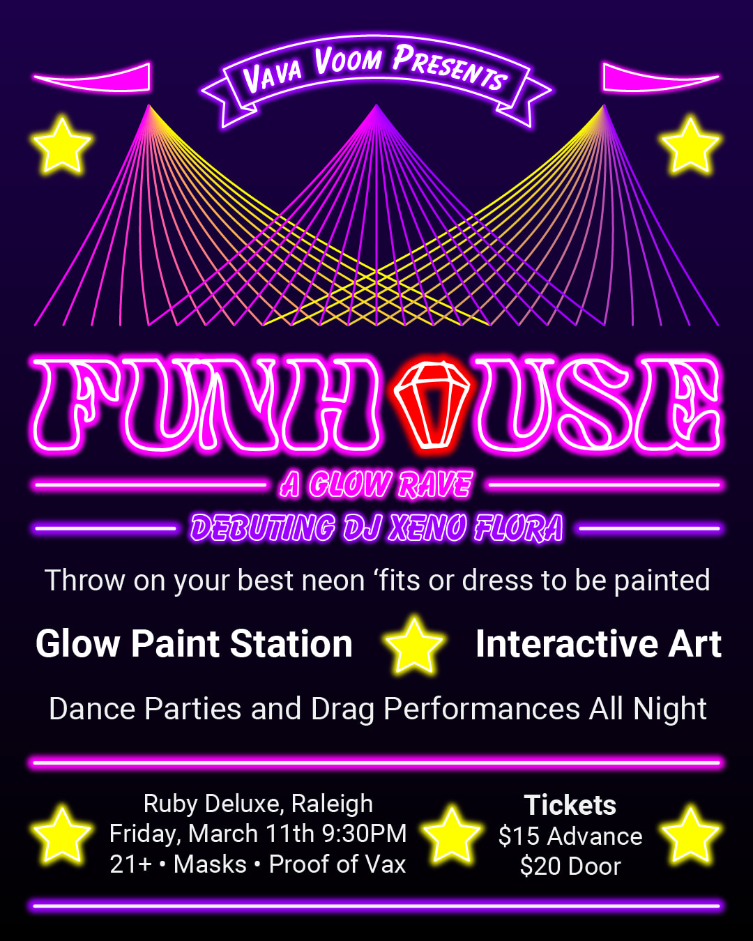 FUNHOUSE:GLOW RAVE/DANCE PERFORMANCES are a new addition to Raleigh Night life!