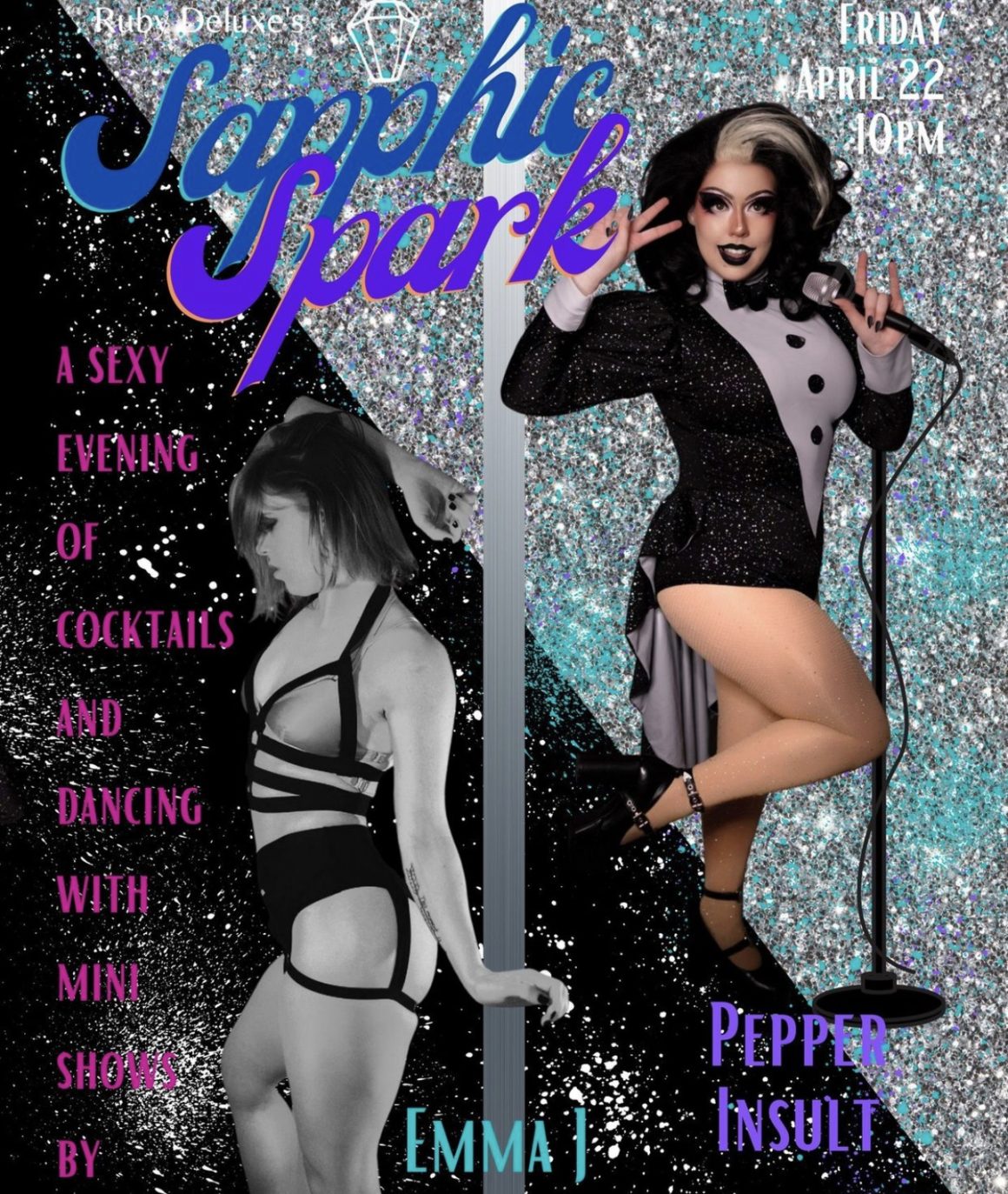 Sapphic Spark. A sexy night of dancing and cocktails.